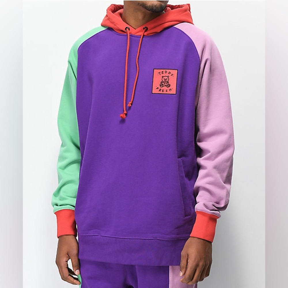 Teddy Fresh Colorblock Purple Skater Hoodie